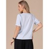 INSPIRE CHIC Women's Elegant Satin Dressy Casual V Neck Short Puff Sleeve Business Work Shirt - 3 of 4