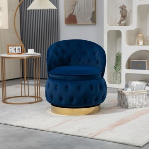 360 Degree Swivel Armchair Cuddle Chairs With Wide Upholstered,Barrel Armchair With Storage,Fluffy Velvet Fabric Chair-Cuddlewood - 1 of 4