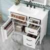 MAYEERTY 36" Bathroom Vanity with Sink White Solid Wood Flip Drawer 3 Drawers 2 Doors Black Metal Handles MDF - 3 of 4