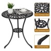 24" Outdoor Patio Bistro Table, Cast Aluminum Outdoor Cafe Table with 2 inch Umbrella Hole for Porch,Backyard,Garden, Tulip Pattern - 4 of 4