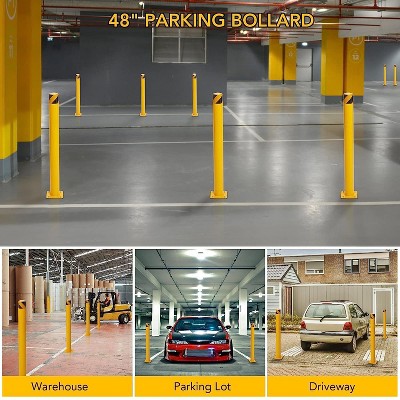 Safety Bollard 4 Packs,42/48 Inch Height Bollard Post, 4.5 Inch Diameter, for Traffic Control, Driveway Barrier, Parking Pole