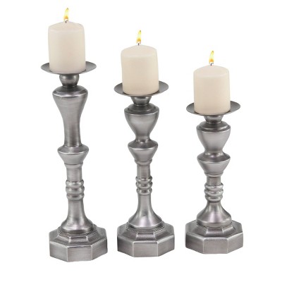 Set of 3 Traditional Wood Candle Holders - Olivia & May