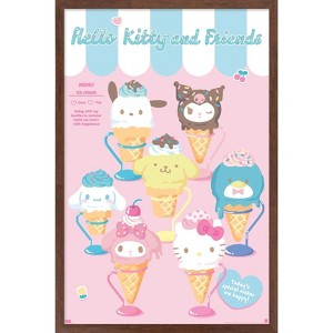 Trends International Hello Kitty and Friends: 24 Ice Cream Parlor - Group Framed Wall Poster Prints - 1 of 4