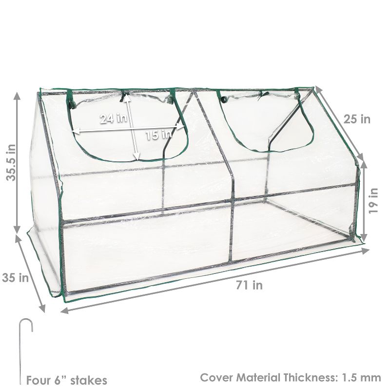 Sunnydaze Outdoor Portable Plant Shelter Mini Greenhouse with Double Zipper Doors and Cover - Clear, 3 of 12