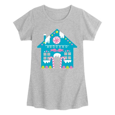 Girls' - Instant Message - Cute Gingerbread House Fitted Short Sleeve Graphic T-Shirt