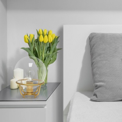 Matte Gold Globe Shade Nightstand Lamp with Clear Glass