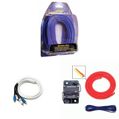 Metra MLAK4-10 100 Amp Breaker 4GA Tinned Pure Copper 10 foot Marine Wiring Kit with 16GA Matte Blue 50ft Tinned Oxygen-Free Copper Speaker Wire an...