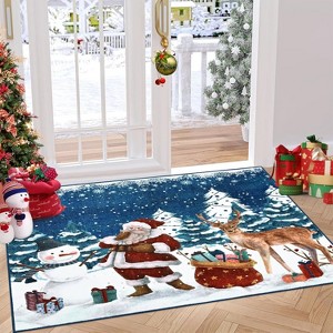 Acekool Christmas Area Rug Machine Washable Xmas Santa Claus Rug - Ultra-Soft Faux Wool with Non-Slip Backing for Living Rooms Decor - 1 of 4