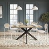 LeisureMod Ravenna 5-Piece Dining Set - 63" Rectangular MDF Top Dining Table in Maple & 4 Velvet Dining Chairs in White Steel Legs - 2 of 4