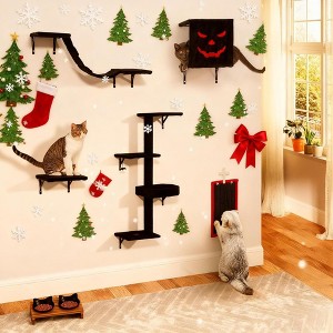 NAYSAYE 5 PCS Gothic Wall Mounted Cat Climber, Cat Wall Shelf Cat Tree, DIY Cat Walls Playground for Bedroom, Living Room Festival, Black, 17"*13"*7" - 1 of 4