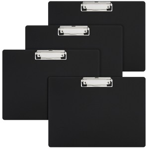 Juvale 4 Pack Black Plastic Clipboards with Low Profile Clip, 12.4 x 8.9 Horizontal Lap Clip Boards with Landscape Layout - 1 of 4