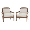 PAGED Modern Accent Chairs Set of 2, Wooden Arm Chair with Rattan Backrest and Cushion for Bedroom, Living Room Furniture - 3 of 4