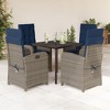 vidaXL 5-Piece Gray Poly Rattan Patio Dining Set with Adjustable Chairs and Cushions - Outdoor Garden Furniture with Tempered Glass Tabletop - 2 of 4