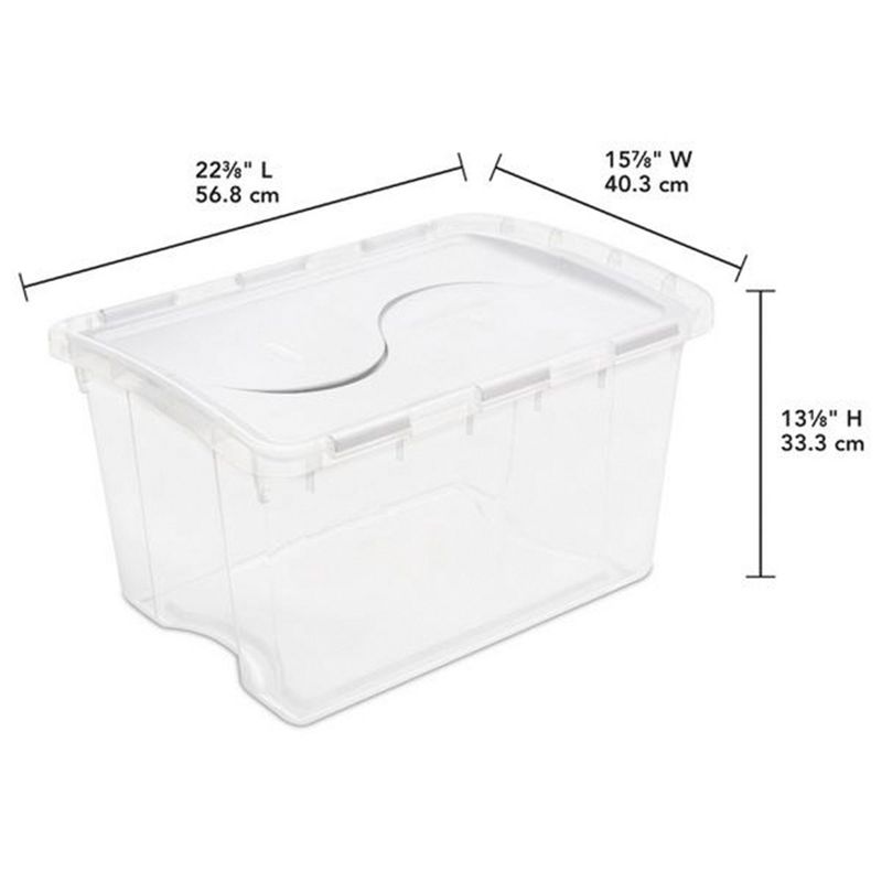 Sterilite Clear Hinged Lid Storage Tote Box Container with Attached Hinged Lids for Home Organization, 4 of 7