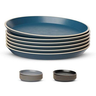 Nordic Blue Ceramic Salad and Dessert Plates, Set of 6