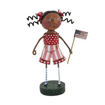 Lori Mitchell American Dream  -  One Figurine 6.0 Inches -  Patriotic Flag Stars  -  14487  -  Polyresin  -  Red
