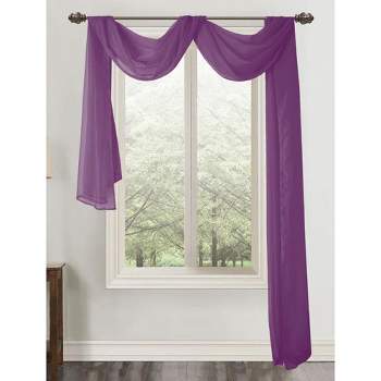 Ramallah Trading Celine Sheer Curtain Scarf - 55 x 216, Purple