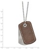 Black Bow Jewelry Men's Stainless Steel & Brown Leather 2 Piece Dog Tag Necklace, 22 In - 2 of 4
