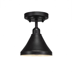 Toltec Lighting Vintage 1 - Light Flush Mount in  Dark Granite with 7" Dark Granite Cone Metal Shade Shade - 1 of 1