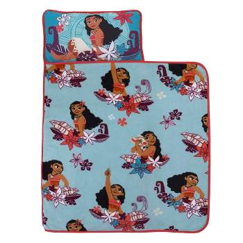 Disney Moana Feel The Waves Aqua, Coral and Violet with Pua Pig and Tropical Flowers Toddler Nap Mat