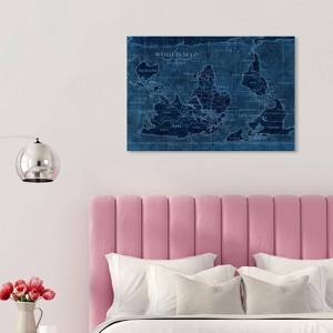 Wynwood Studio 30"x20" Upside Down Map of the World Wall Art: Modern Canvas, Horizontal Mixed Media - 1 of 3