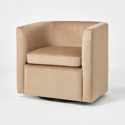 Vernon Upholstered Barrel Swivel Accent Chair Light Brown Velvet - Threshold™ designed with Studio McGee