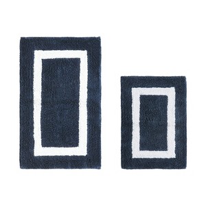 Hotel Bath Rug 100% Premium Cotton Tufted Weave Two Tone Reversible 2 Piece Bathroom Rug Set, Super Soft & Water Absorbent, Machine Washable Bathmat - 1 of 4