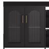 Sideboard Buffet Cabinet, Modern Glass Arch Storage Cabinet with Adjustable Shelves, 39.4" Multi-Functional Organize Furniture for Bathroom, Entryway, - 3 of 4