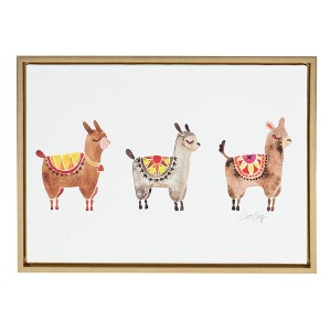 18" x 24" Sylvie Alpacas Framed Canvas Art Gold - Kate and Laurel - 1 of 4