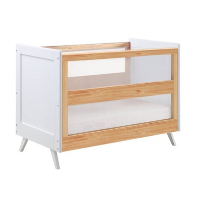 BreathableBaby Breathable Mesh 3-in-1 Convertible Crib, Beech & White, Greenguard Gold Certified