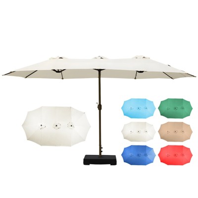 Aoodor 15 ft. Double Sided Patio Umbrella with Base Stand