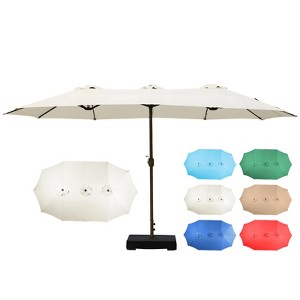 Aoodor 15 ft. Double Sided Patio Umbrella with Base Stand - 1 of 4