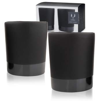 Viski Harrison Tumblers, Matte Black Stoneware Lowball Glasses, Dishwasher Safe Ceramic Design, 8.5 Oz Set of 2