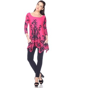 Women's Scoop Neck Printed Yanette Tunic Top - White Mark - 1 of 2