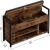 Industrial Shoe Storage Bench with Lift Top - Metal and Wood Entryway Bench with 2-Tier Shoe Rack, Functional Hallway Organizer - 2 of 4
