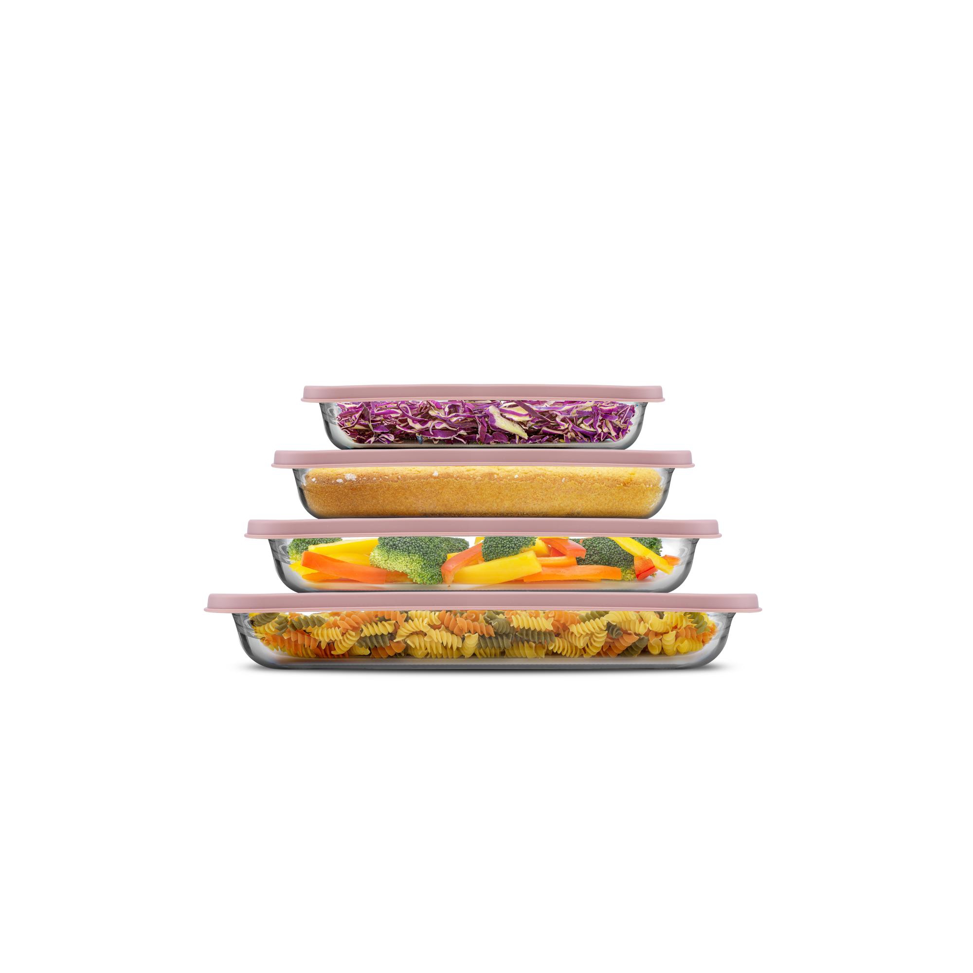 Borosilicate Glass Oven Dishes with Lids - Blushy Pink