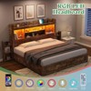 AMERLIFE Bed Frame with Drawers, LED, Bookcase Headboard, Charging, Shelves - 3 of 4