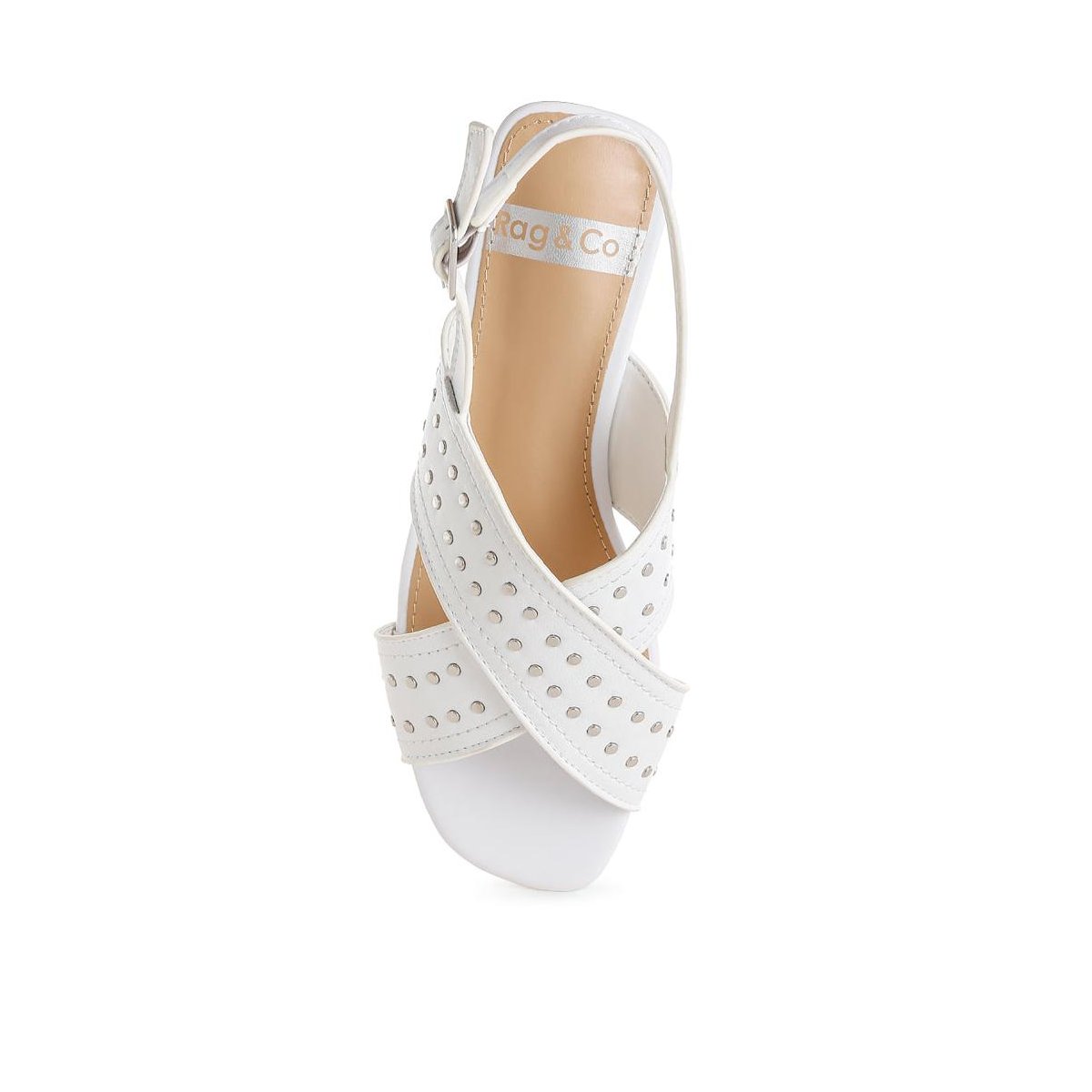 Обувь Rag & Co Womens Calluna Stud Embellished Buckled Flats 10 — фото 4