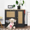 ORRD Hidden Pet Feeding Station with 2 Lockers, Elevated Bowls & Rattan Doors, Black - 2 of 4