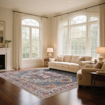 Parrot Uncle Indoor and Outdoor 7ft x 5ft Vintage  Machine Washable Area Rug Pet Friendly