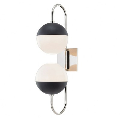 Mitzi Renee 2 - Light Wall Light in  Polished Nickel/Black Opal Glossy Glass Shade  Shade