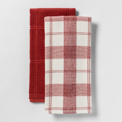 red kitchen towels