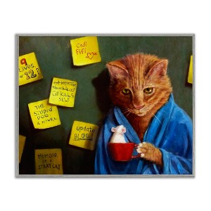 Stupell Industries Funny Cat Morning Coffee Memo Reminders Black Framed Giclee Art - 1 of 4