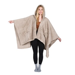 Women's Plus Size Open Front Lightweight Casual Cardigan, Fuzzy Cozy Fleece Blanket Wrap Sweaters, Wearable Blanket Woman, Gift for Her - Catalonia - 1 of 4