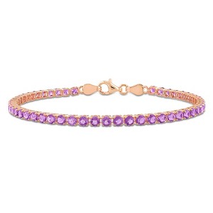 EVERLY JEWELRY | Rose Plated Sterling Silver 3 3/5 CT TGW Amethyst Bracelet With Chain, 7.25-inch - 1 of 4