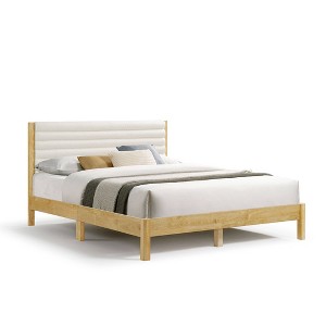 HOMES: Inside + Out Queen Belna Platform Bed with Boucle Upholstery Natural - 1 of 4