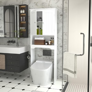 YOOCOZZ Wooden Over-Toilet Storage Cabinet with Shelf and Organizer-White - 1 of 4