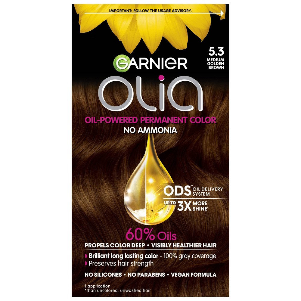 Photos - Hair Dye Garnier Olia Brilliant Color - 5.3 Medium Golden Brown - 6.3 fl oz 