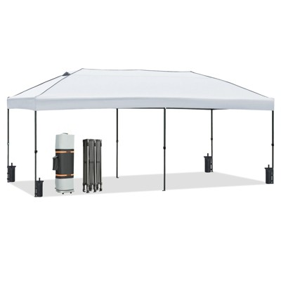 VisioGear Canopy Tent, Party Tent with 4 Sidewalls, 3 Height Adjustable, Outdoor Canopy Tent for Weddings, White, 192"*116.4"*111.6"
