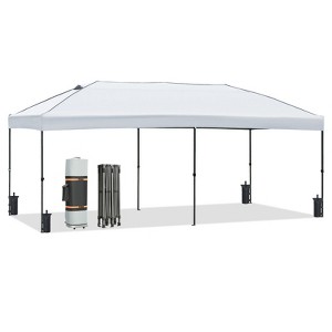 DSVIMOY Canopy Tent, Party Tent with 4 Sidewalls, 3 Height Adjustable, Outdoor Canopy Tent for Weddings, White, 192"*116.4"*111.6" - 1 of 4